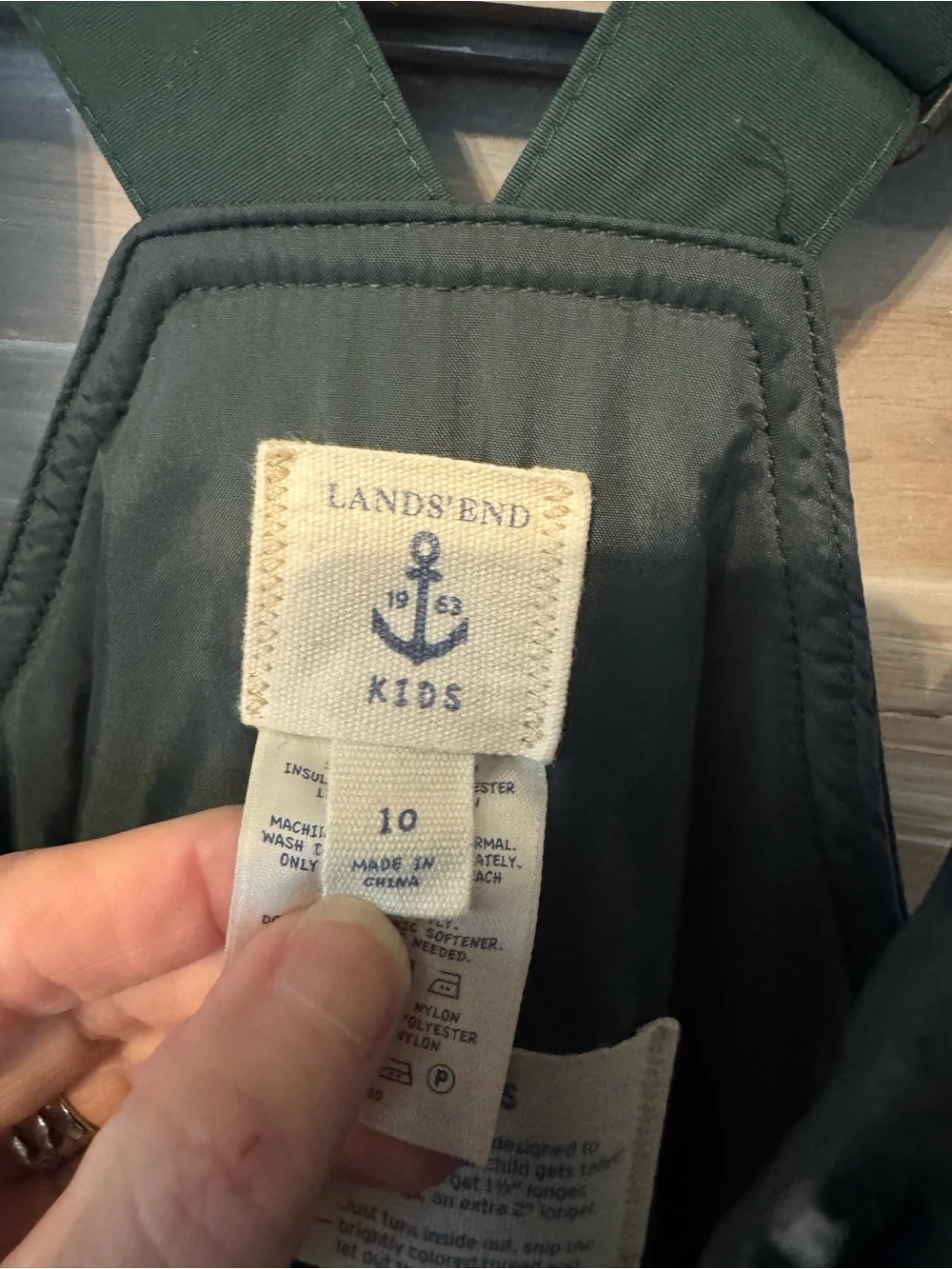 Lands' End Kids Dark Green Insulated Bib Snow Pants